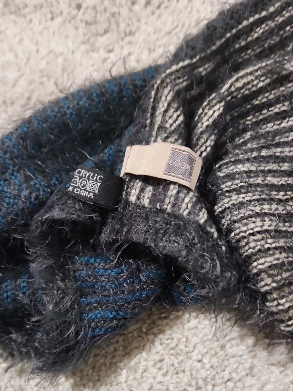 Look By M Cozy Black, Teal & Gray Fuzzy Infinity Scarf
